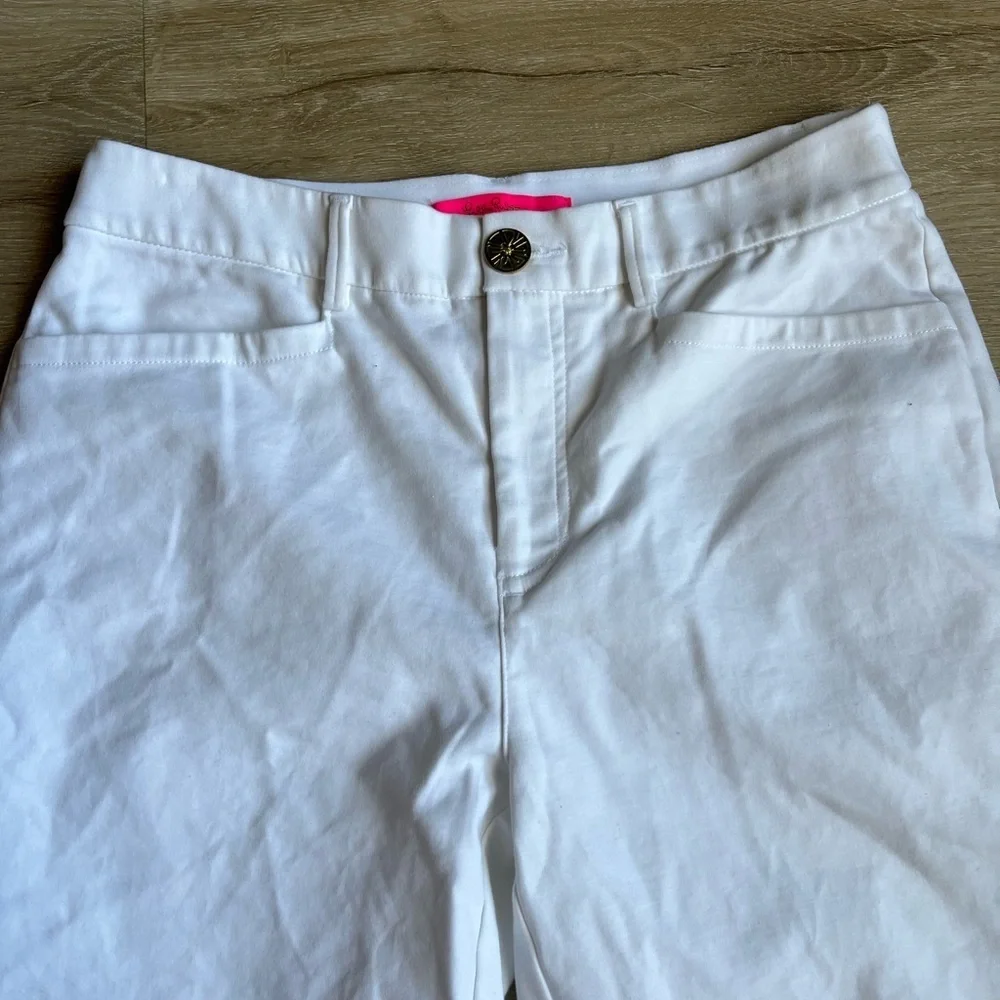 Lilly Pulitzer Gretchen High Rise Straight Leg Pants in Resort White SZ 6 - Picture 2 of 7